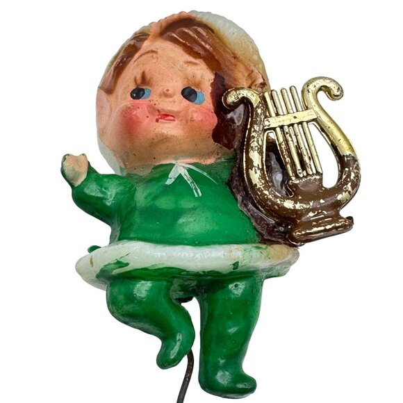 50s Japan Christmas Pixie Elf Figurines 5 Pc Hand-Painted Plastic Ornaments Vtg - Picture 6 of 10